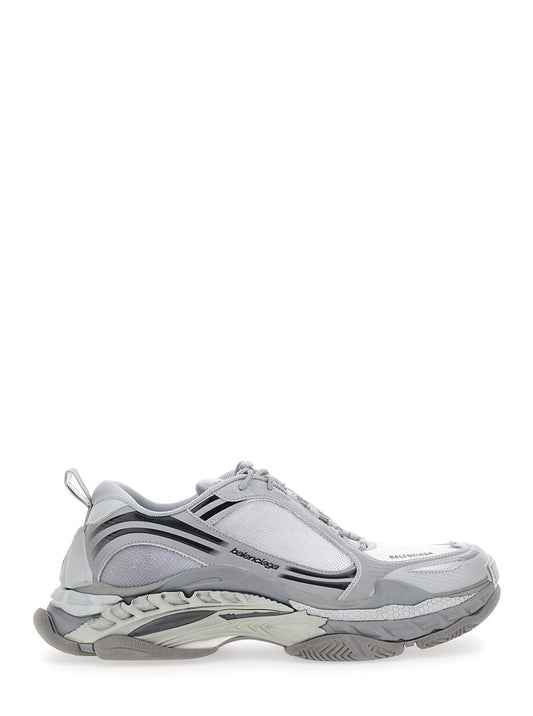 Balenciaga Men 'Triple S.2 ' Grey Sneakers With Logo On The Front And Back And Worn Effect In Leather For Men