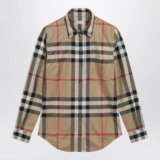 Burberry - Slim-fit cotton twill check shirt in archive beige