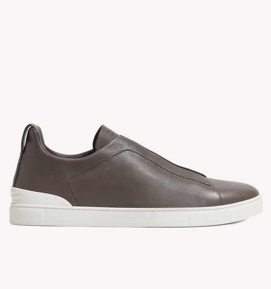 Zegna Triple Stitch Sneaker in Dark Taupe
