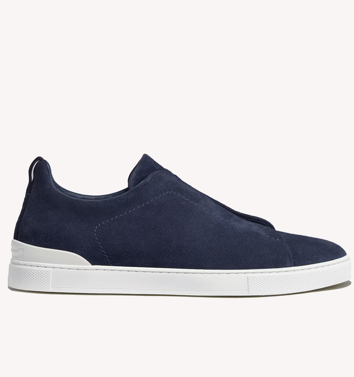 Zegna Triple Stitch Suede Sneaker in Ink Blue